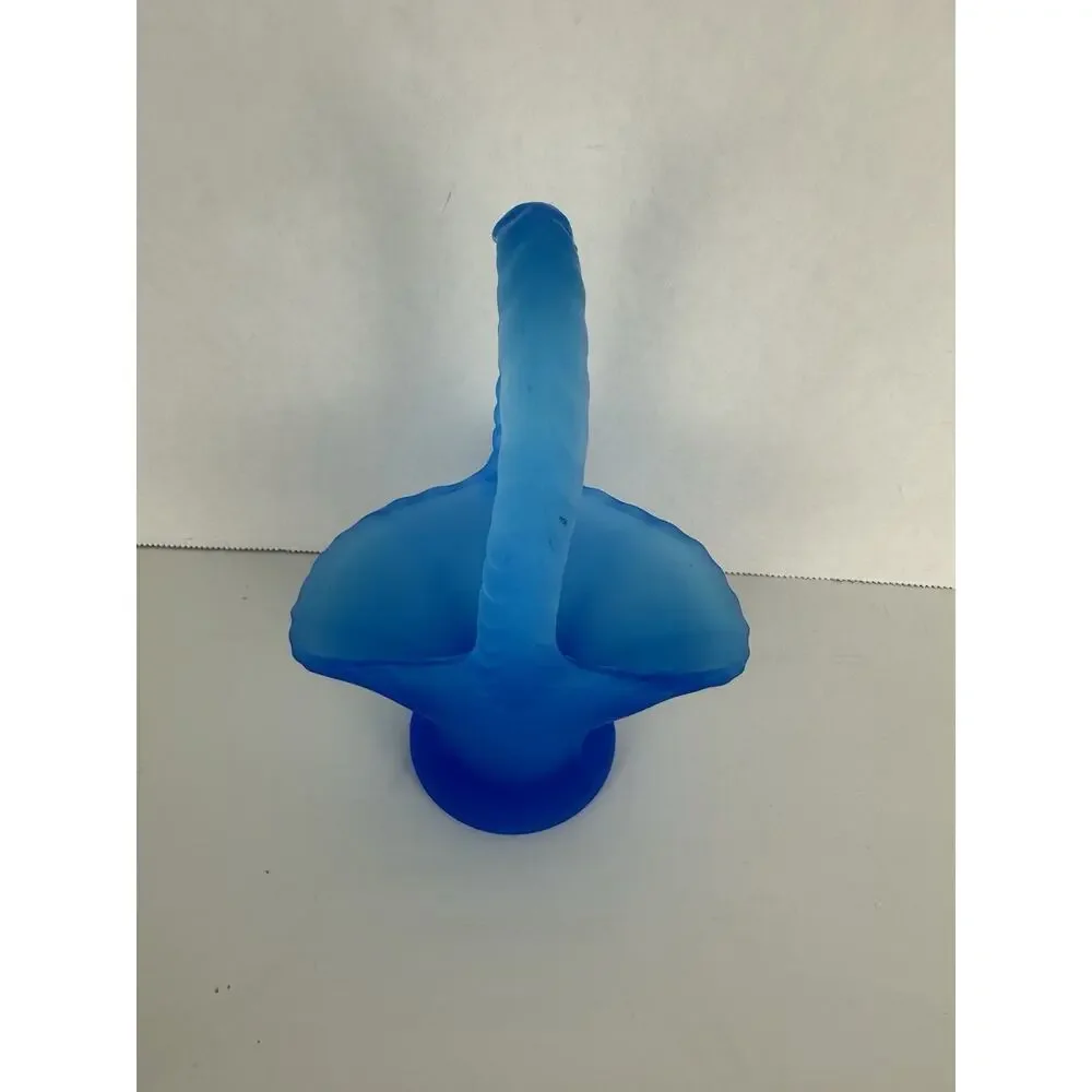 VTG Blue Satin Glass Basket Westmoreland basket Decor